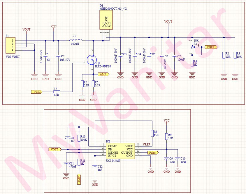 DC to DC Boost (Step up) Converter Circuit using UC3843