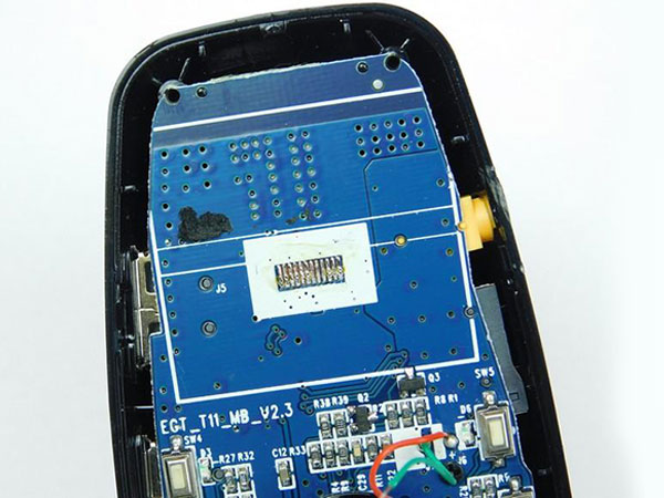 The display removed showing stitching via